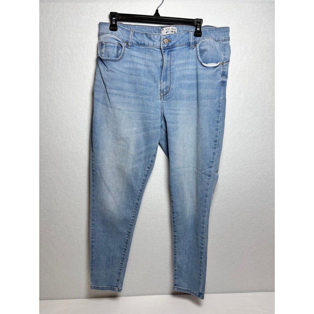 Wax Jean Butt I Love You Womens 18 Light Wash Skinny Jeans 90501XL High Rise